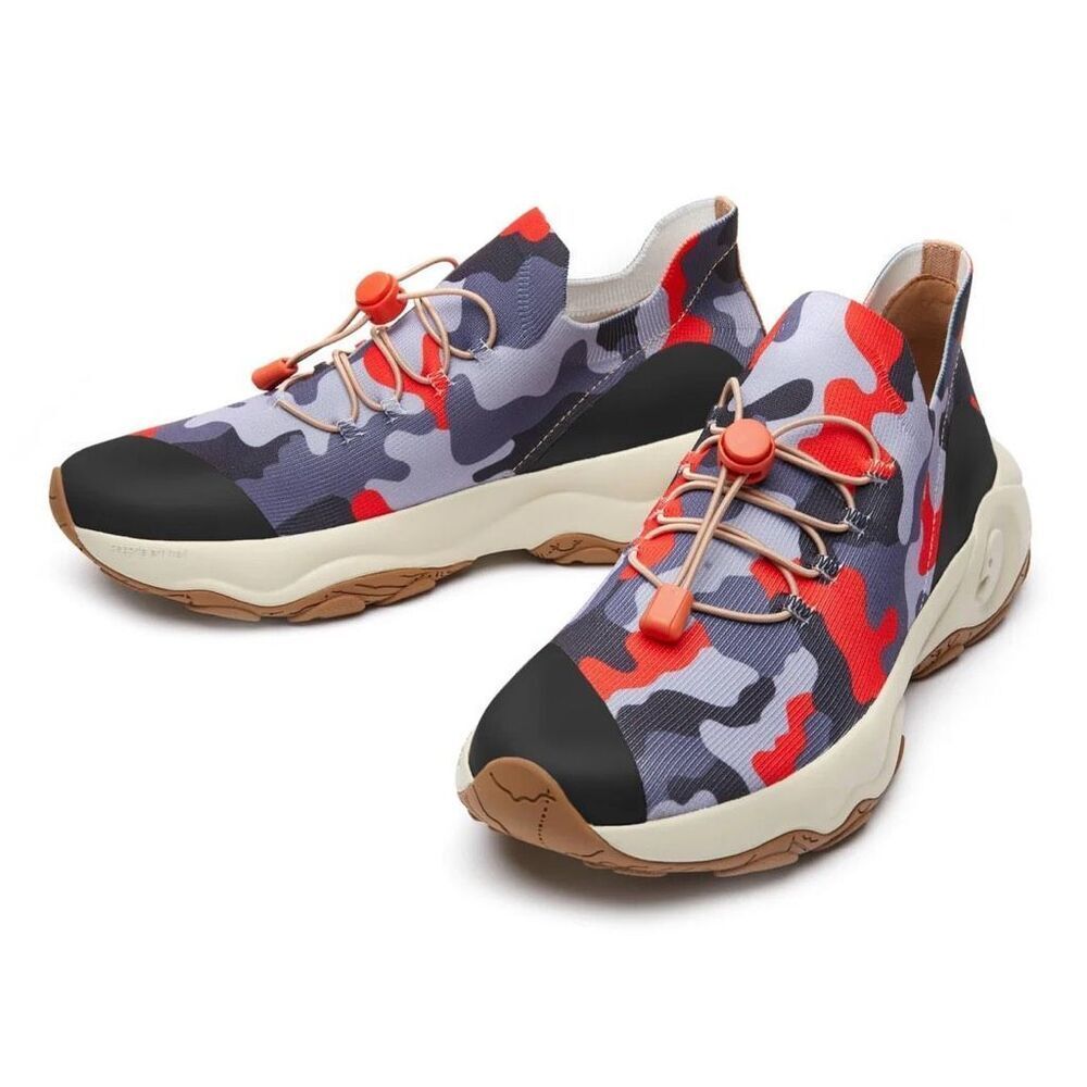 UIN Men's Walking Travel Comfort Hiking Sneakers(LAYER-RED GREY CAZORLA)No Box